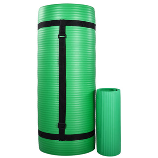Tapete de ioga anti-rasgo BalanceFrom Fitness 71" x 24" com alça, joelheira e blocos, verde