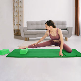 Tapete de ioga anti-rasgo BalanceFrom Fitness 71" x 24" com alça, joelheira e blocos, verde