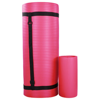 Tapete de ioga antirruptura BalanceFrom Fitness 71" x 24" com alça, joelheira e blocos, rosa