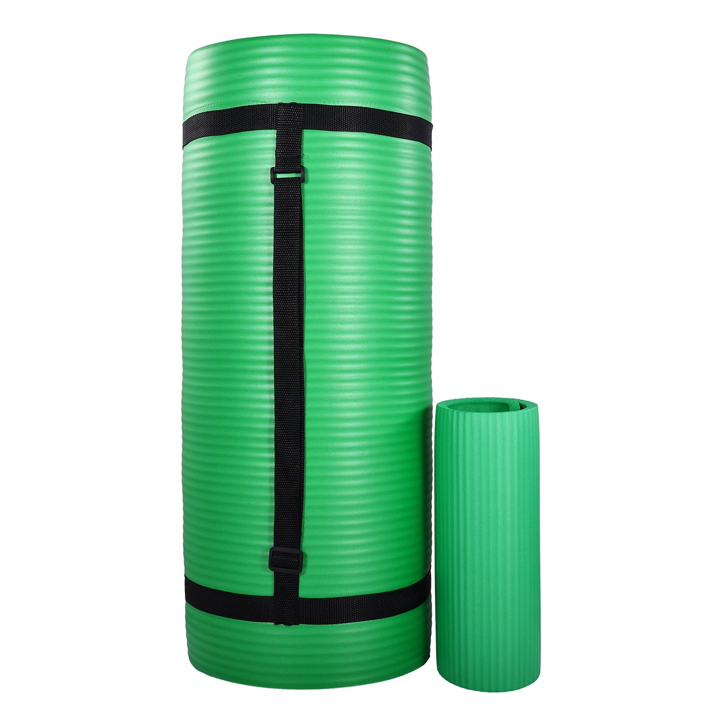 Tapete de ioga extra grosso BalanceFrom Fitness de 1" com joelheira e alça de transporte, verde