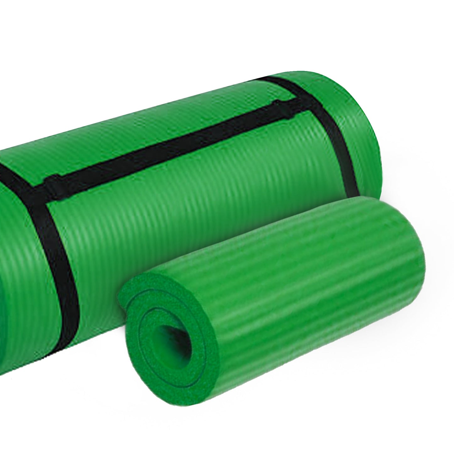 Tapete de ioga extra grosso BalanceFrom Fitness de 1" com joelheira e alça de transporte, verde
