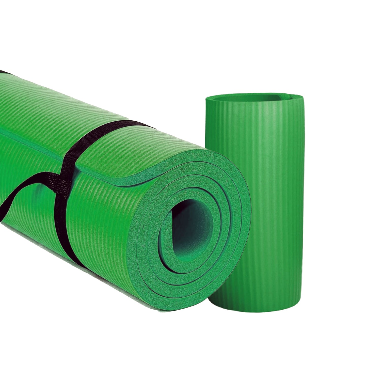 Tapete de ioga extra grosso BalanceFrom Fitness de 1" com joelheira e alça de transporte, verde