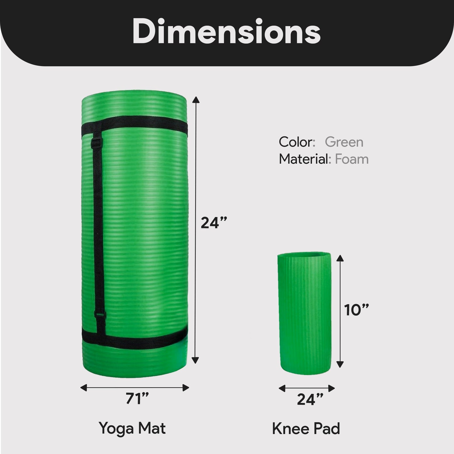 Tapete de ioga extra grosso BalanceFrom Fitness de 1" com joelheira e alça de transporte, verde