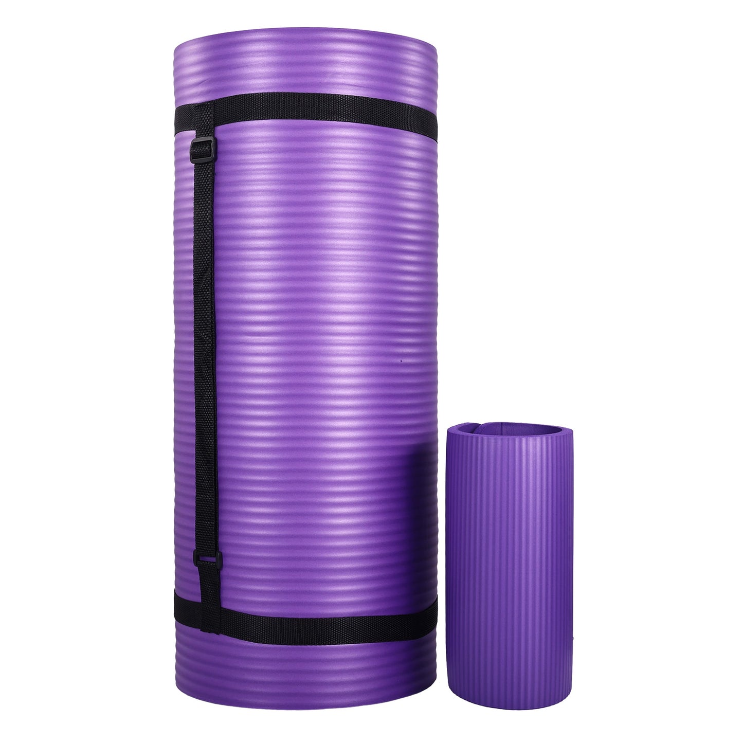 Tapete de ioga extra grosso BalanceFrom Fitness de 1" com joelheira e alça de transporte, roxo