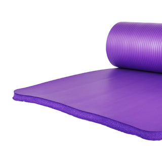 Tapete de ioga extra grosso BalanceFrom Fitness de 1" com joelheira e alça de transporte, roxo
