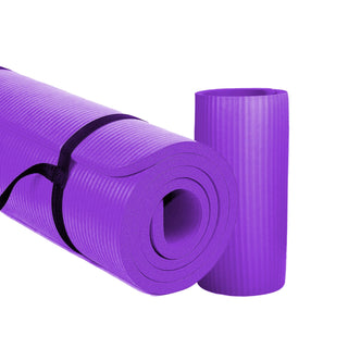 Tapete de ioga extra grosso BalanceFrom Fitness de 1" com joelheira e alça de transporte, roxo