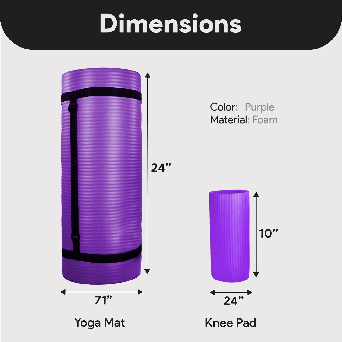 Tapete de ioga extra grosso BalanceFrom Fitness de 1" com joelheira e alça de transporte, roxo