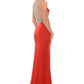 Precious Formals - Stretch Satin Gown With High Slit