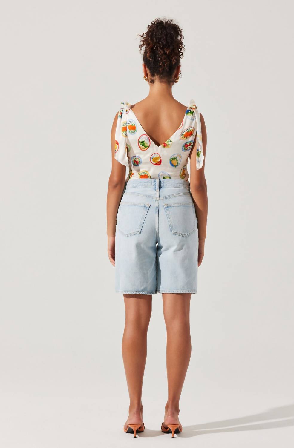 Astr - Allexina Satin Tie Shoulder Top