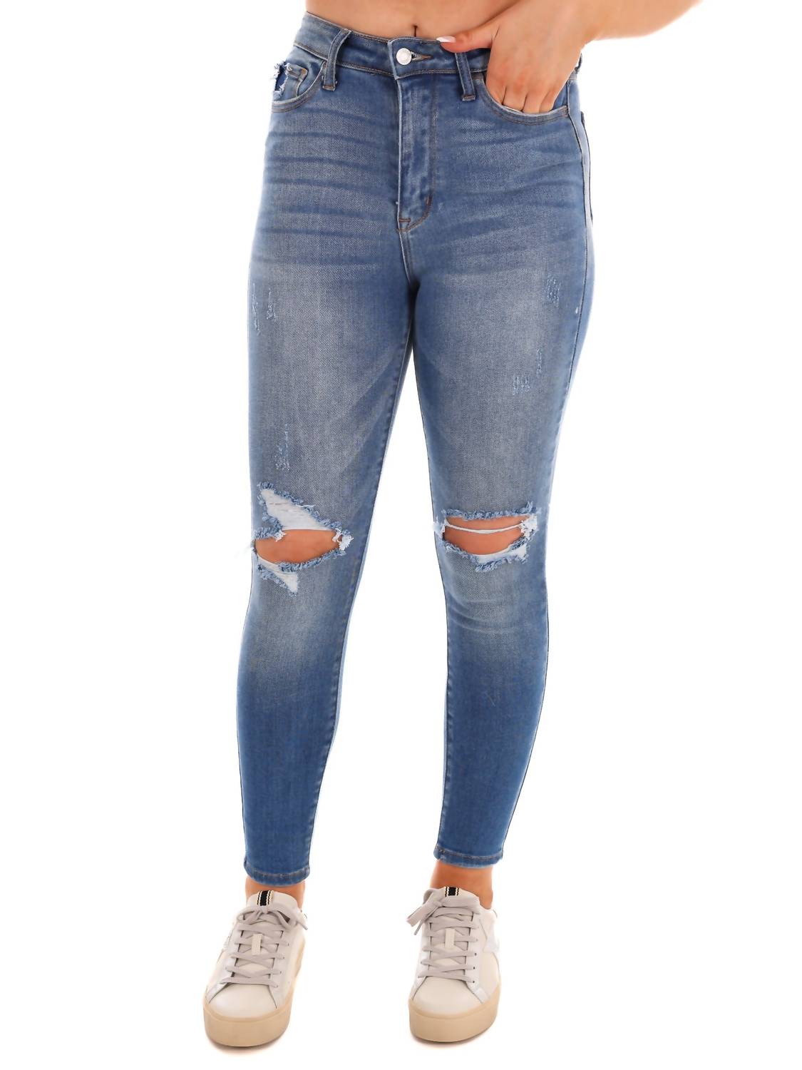 Cello - Born To Run High Rise Destroy Ankle Skinny Jeans