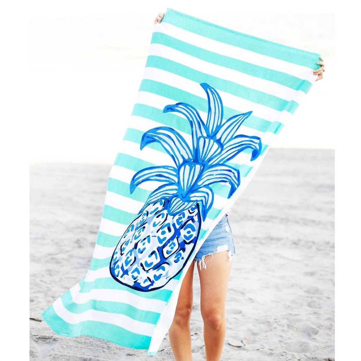 Viv & Lou - Striped Tropical Pineapple Beach Towel