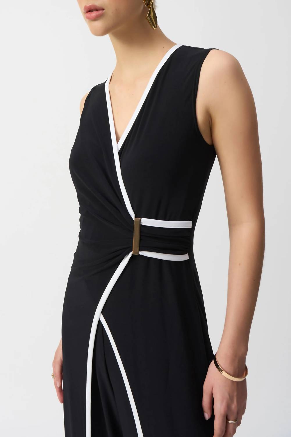 Joseph Ribkoff - Faux Wrap V-neck Sleeveless Jumpsuit