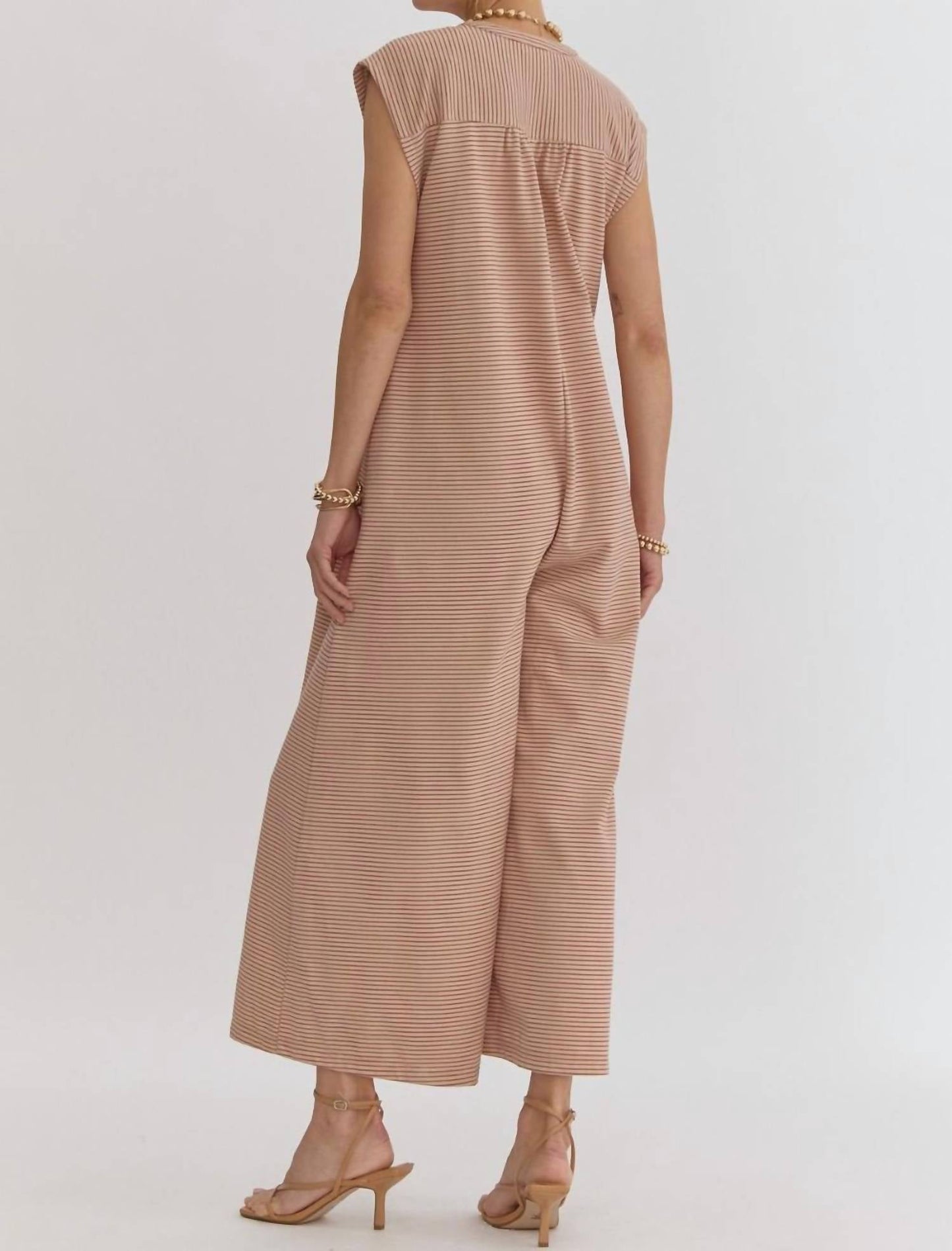 Entro - Oversized Striped Wide Leg Romper