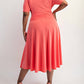 The Curve La - Plus Size Knit Surplice Midi Dress With Full Skirt