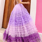 Nox Anabel - Spaghetti Strap Ruffled gown with a slit