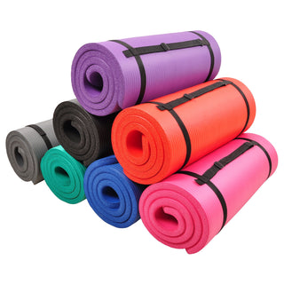 Tapete de ioga e alça de transporte Signature Fitness extra grosso de 1" para exercícios, roxo