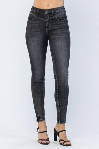 Judy Blue - Calça Jeans Skinny com Cintura Alta e Pala Frontal