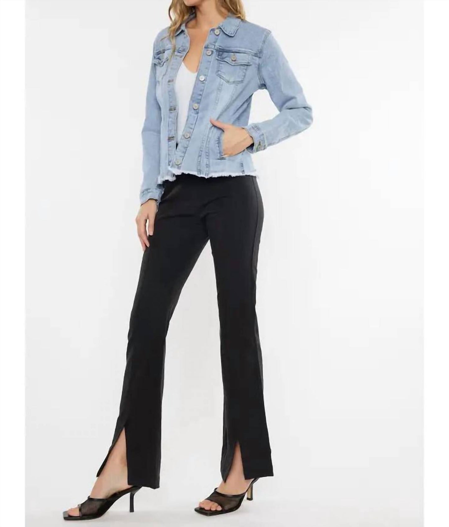 Kancan - Frayed Hem Denim Jacket