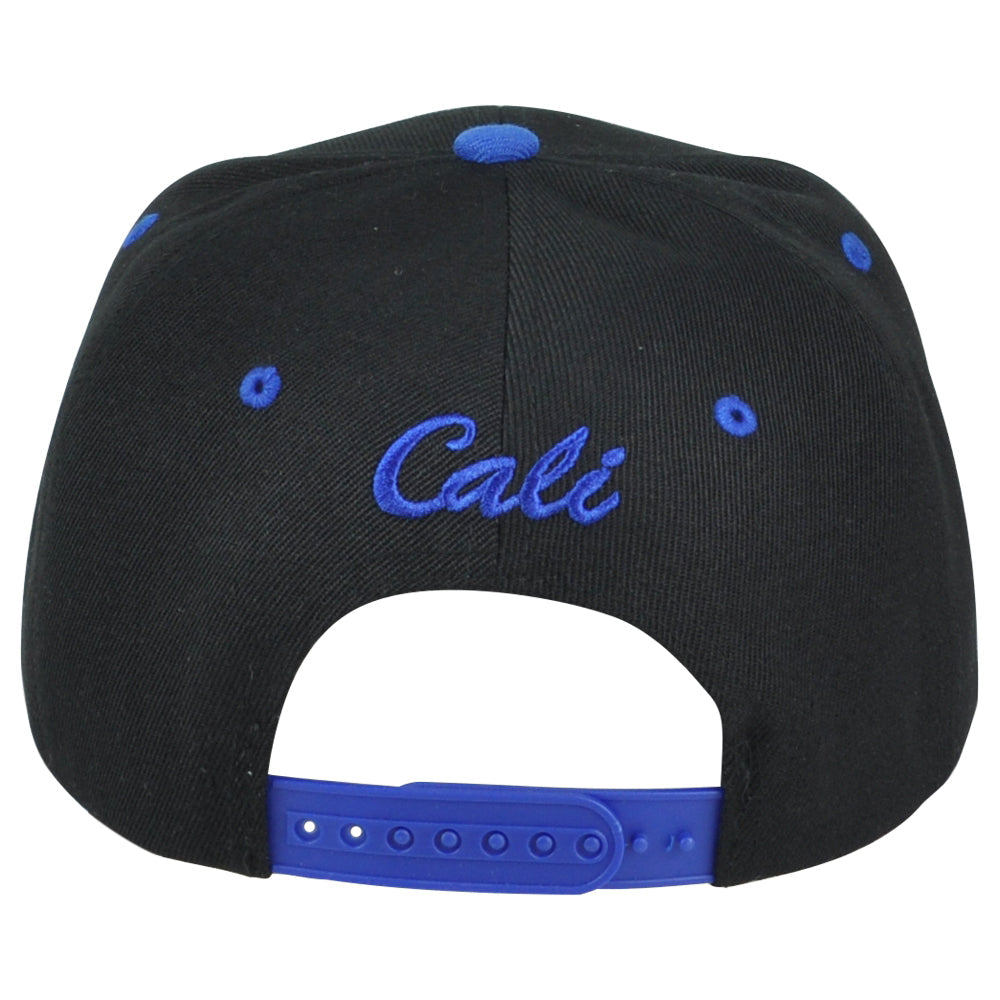 Cali Logo California State Republic 3D Snapback Black Blue Flat Bill Hat Cap