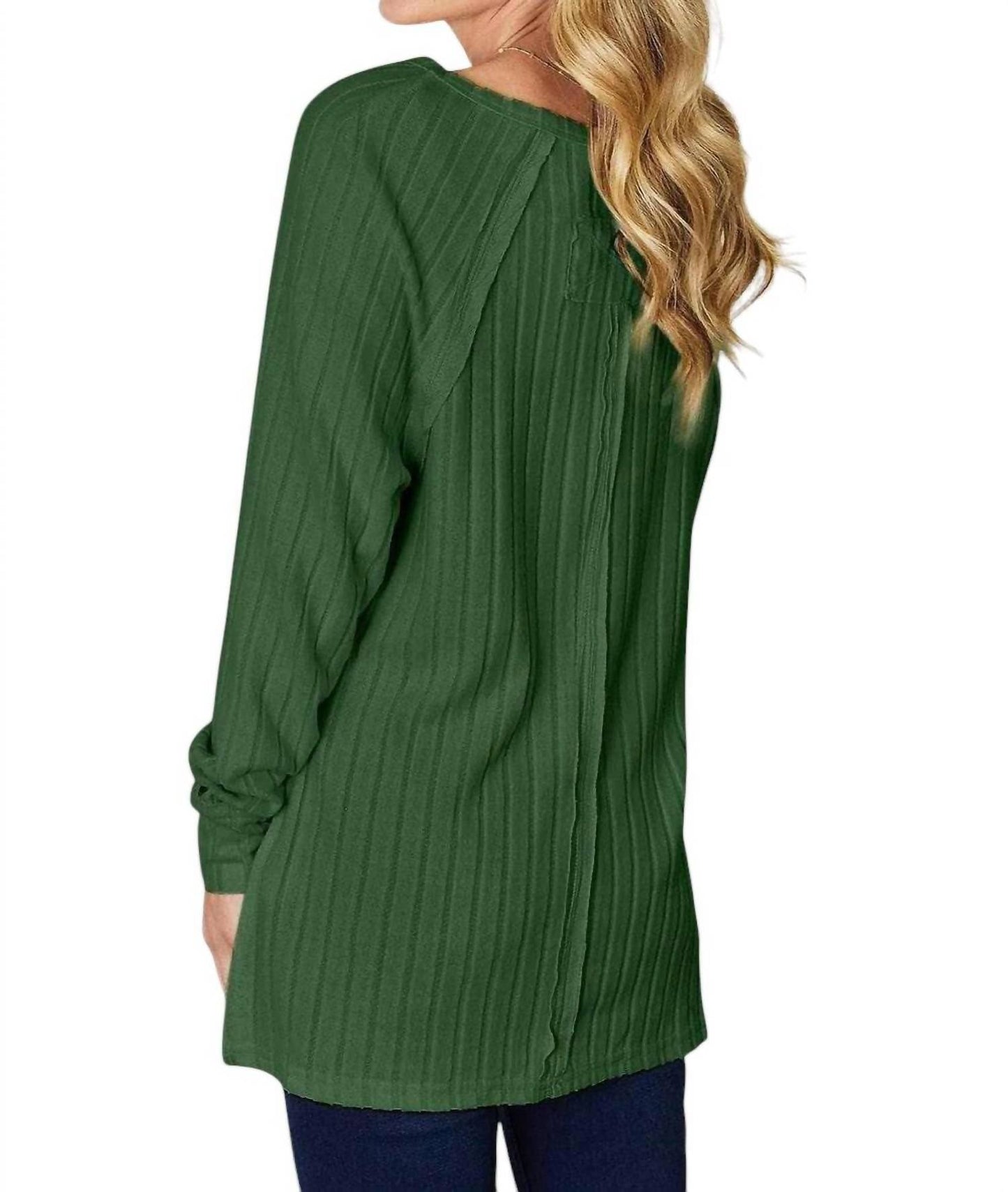 Basic Bae - Chic Ribbed Round Neck Slit Tee