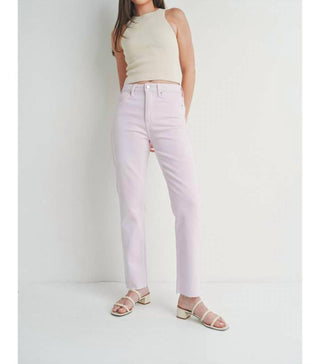 Just Black Denim - High Rise Cut Off Cropped Straight Leg Jeans