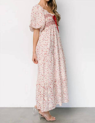 Baevely By Wellmade - Vestido longo com mangas bufantes e estampa floral Molly