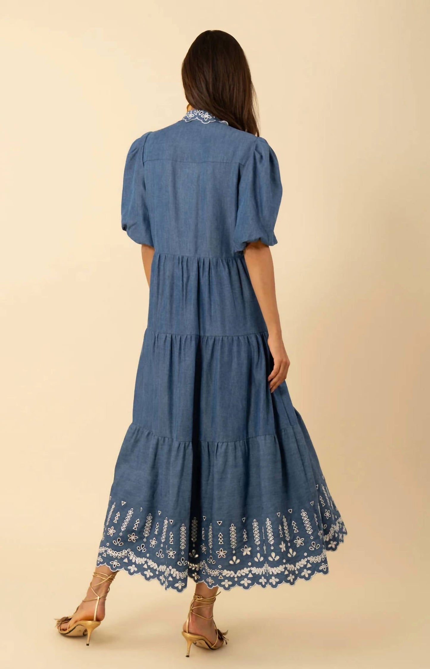 Hale Bob - Halebob Chambray Tencel Maxi Embroidery Dress