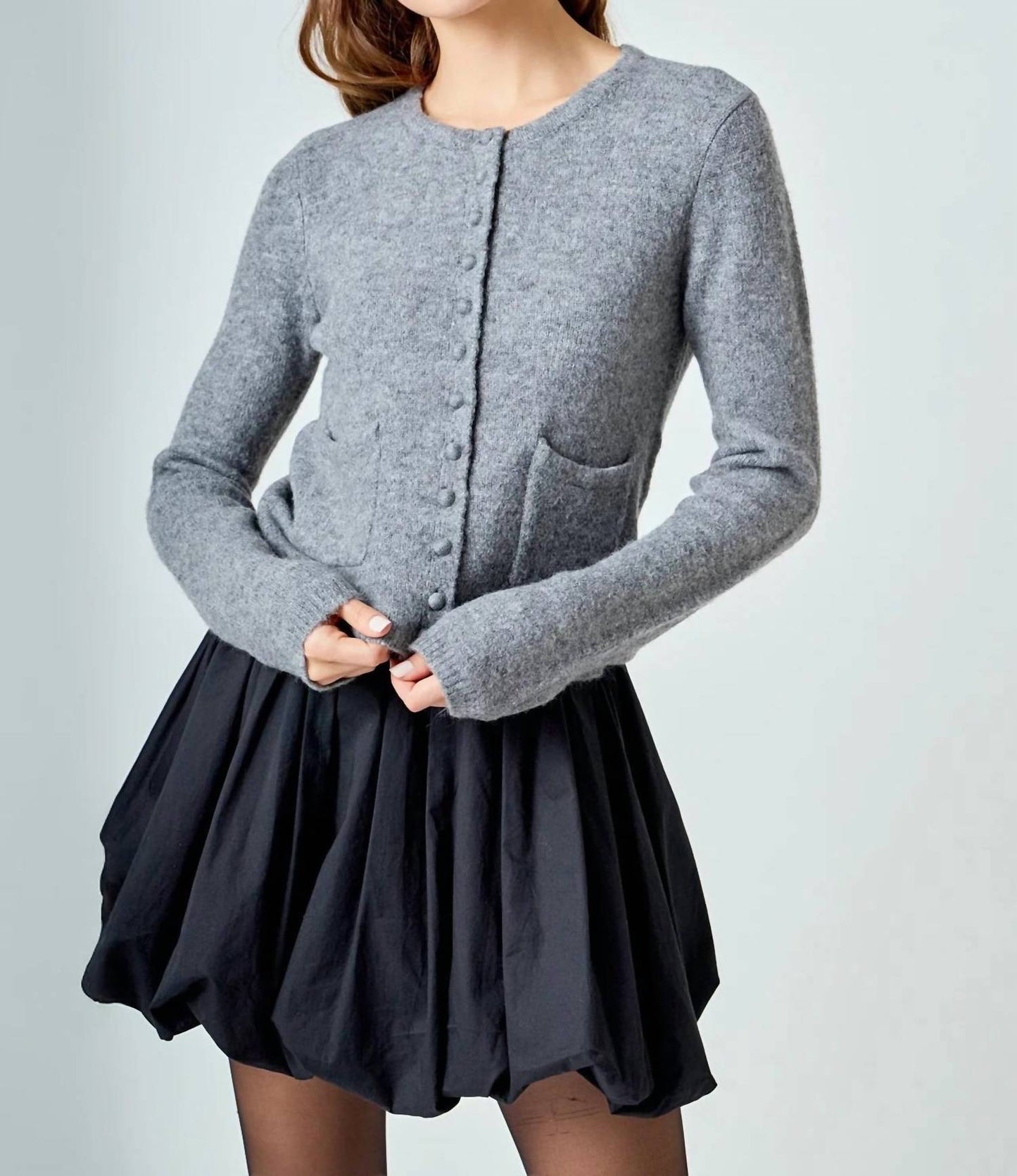 Endless Rose - Women's Crewneck Button Down Knit Top