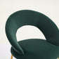 Velvet Fabric Dining Chair with Curved Backrest and Golden Metal Legs