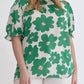 Entro - Poppy Floral Mock Neck Puff Sleeve Top