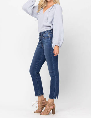 Judy Blue - Calça jeans slim fit com jugo frontal e cintura alta