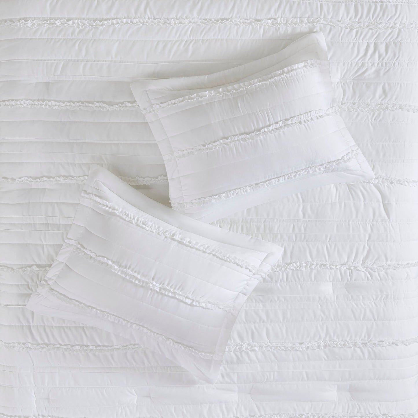 5 Piece Microfiber Ruffled Comforter Set White California King