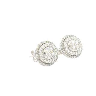 Aamiaa - Brincos de diamante natural de 0,65 quilates com halo duplo