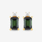 1.24 Carat Genuine Green Tourmaline and White Diamond 14K Yellow Gold Earrings