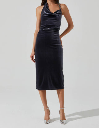 Astr - Vestido midi de veludo Eugenie Halter