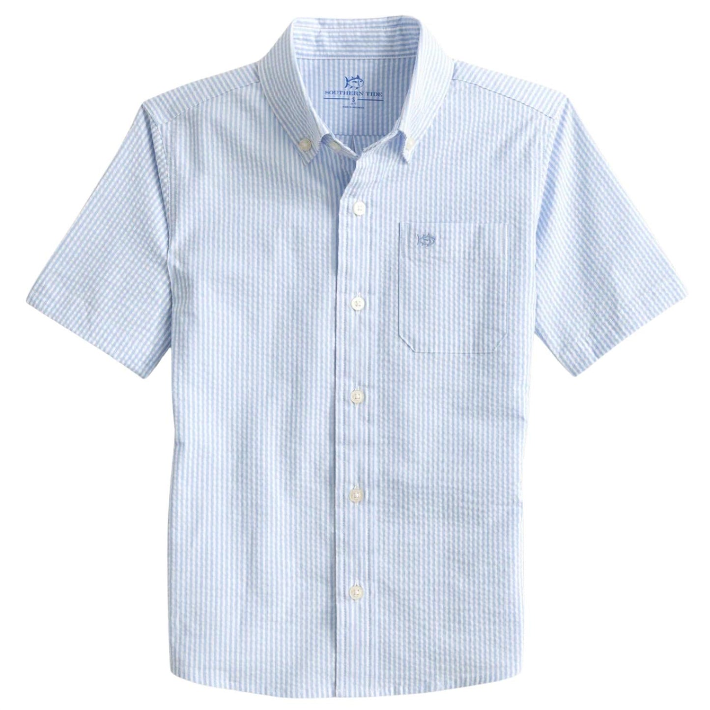 Southern Tide - Boys Folly Field Short Sleeve Seersucker Sportshirt