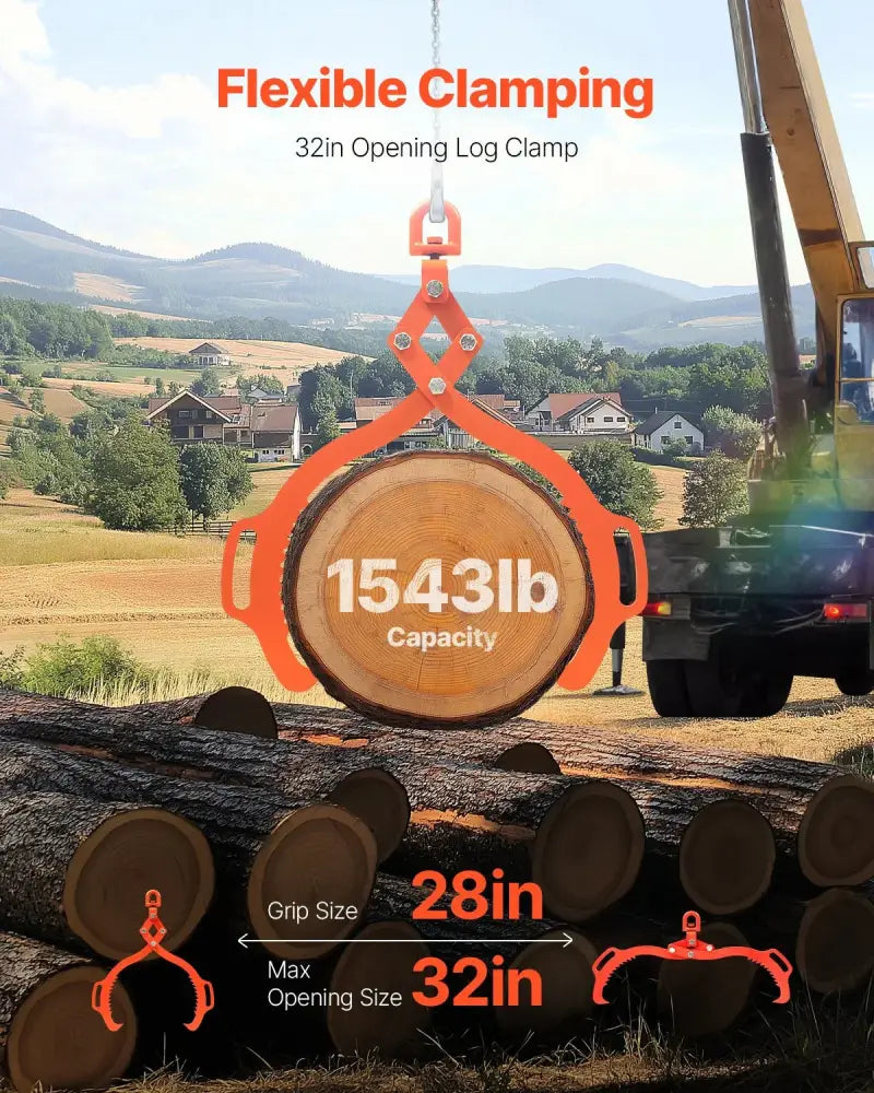 32 Inch Solid Steel Heavy Duty Logging Tongs with Swivel Grapple