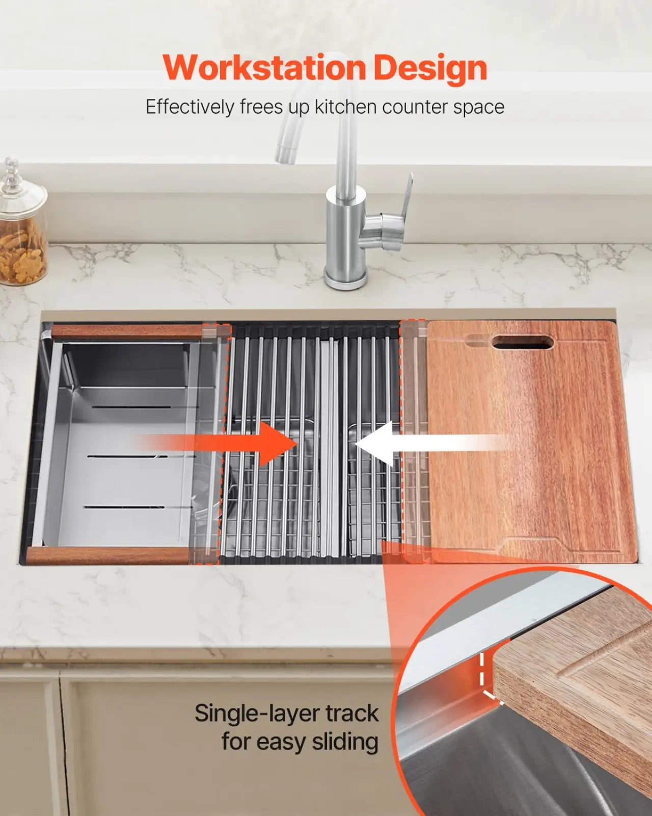 33 Inch Stainless Steel Double Bowl Workstation Sink