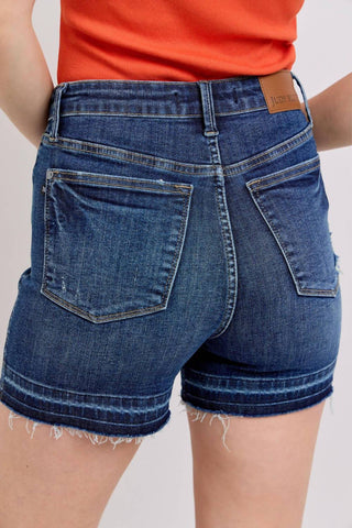 Judy Blue - Short Jeans Cintura Alta Controle de Barriga Destroy Release Hem