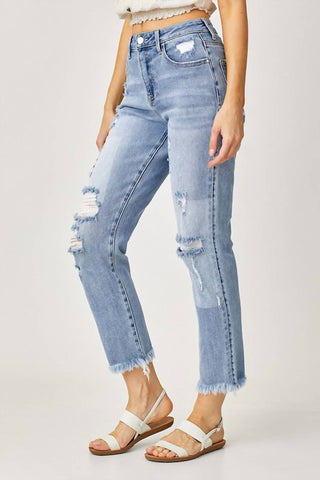 Risen - Calça Jeans Reta Cintura Alta