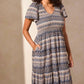 Tribal - Ruched Top Short Sleeve Maxi Dress