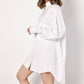 Apricot - Pinstripe Oversized Shirt Dress