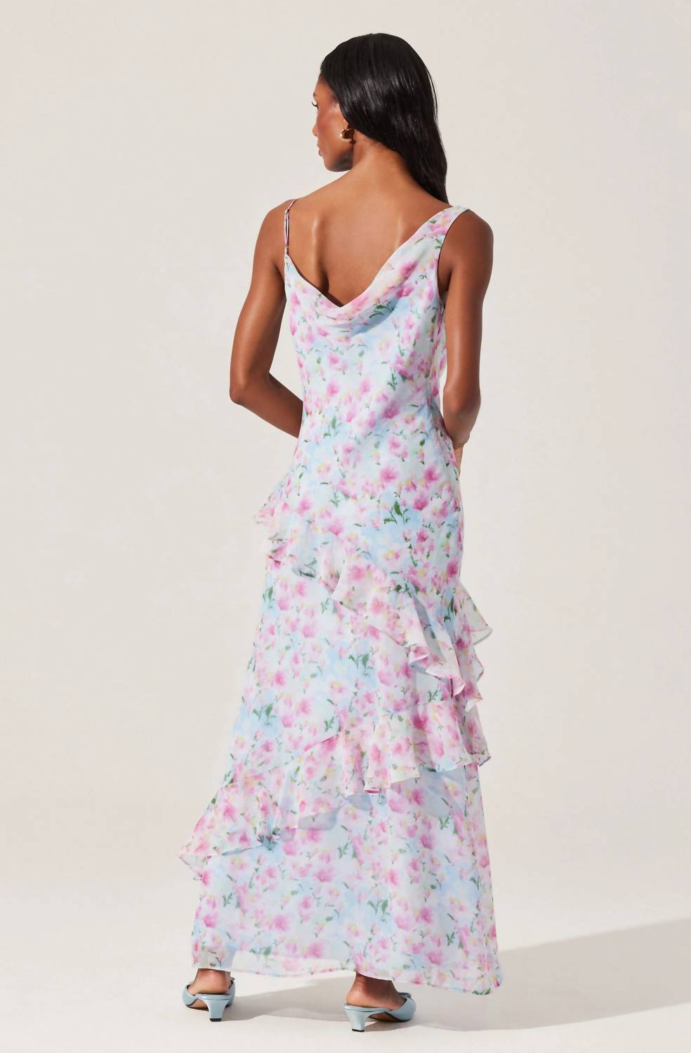 Astr - Levina Asymmetric Floral Ruffle Dress