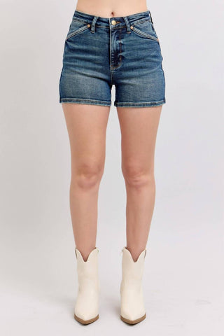 Judy Blue - Short jeans com cintura alta e bolso traseiro