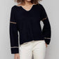 Charlie B - Embroidered Ribbed Sweater With Notch Neck