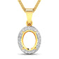 0.22 Carat Genuine White Diamond 14K Yellow Gold Semi Mount Pendant - holds 9x7mm Oval Gemstone