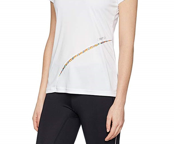 Camisa feminina Craft Sportswear Breakaway com decote em V e manga curta, branca, tamanho pequeno