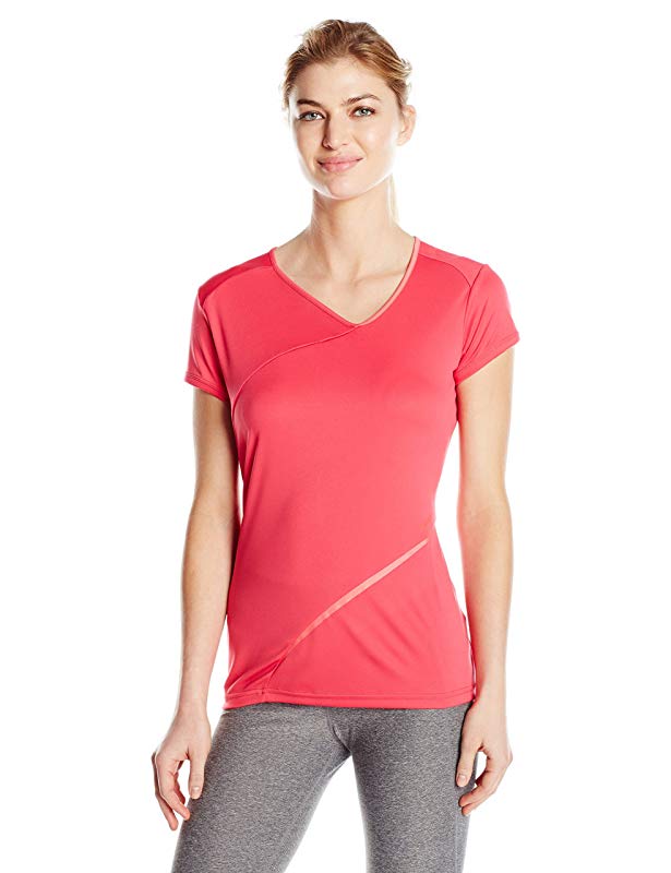 Camisa feminina Craft Sportswear Breakaway com decote em V e manga curta, rosa, tamanho extrapequeno