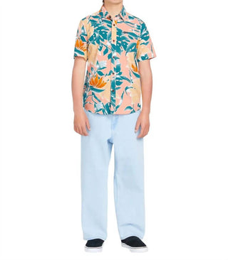 Volcom - Camisa de botões com estampa floral Leaf Pit Big Boys