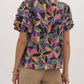 Entro - Floral Print Short Sleeve Tiered Detail Blouse